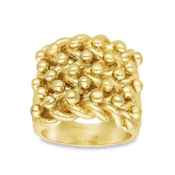 9ct Yellow Gold Heavy Shot Ring - Size X - 24mm