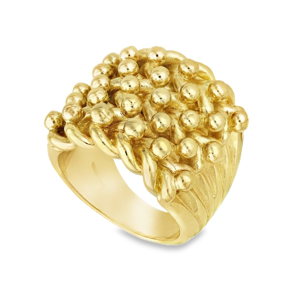 9ct Yellow Gold Heavy Shot Ring - Size X - 24mm