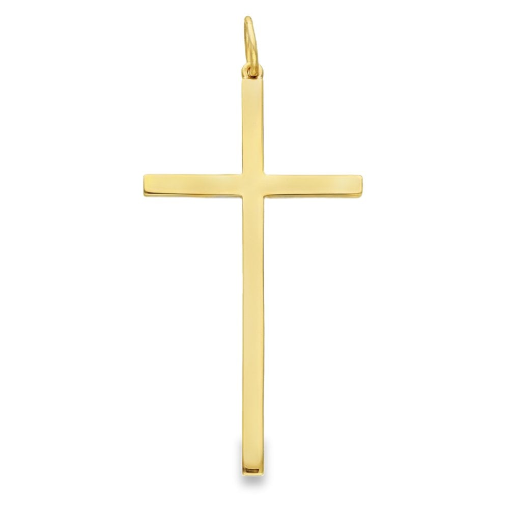 9ct Yellow Gold Large Block Cross Pendant - 28x54x2.5mm - 5.7g