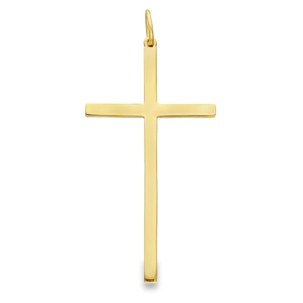 9ct Yellow Gold Large Block Cross Pendant - 28x54x2.5mm - 5.7g