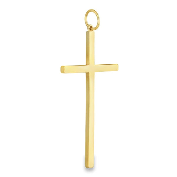 9ct Yellow Gold Large Block Cross Pendant - 28x54x2.5mm - 5.7g