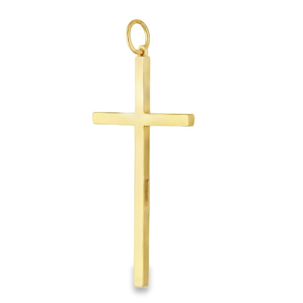 9ct Yellow Gold Large Block Cross Pendant - 28x54x2.5mm - 5.7g