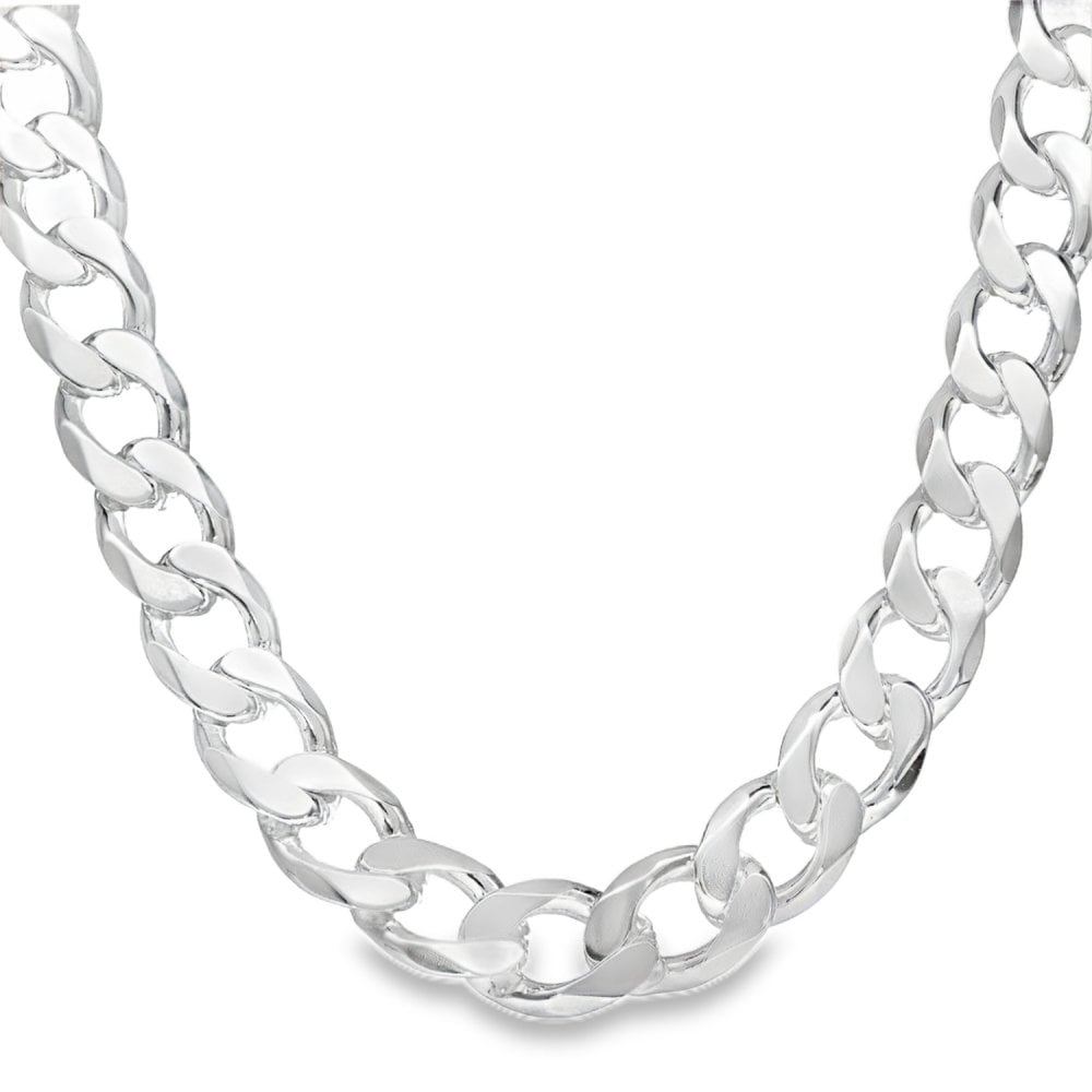 925 Silver Heavy Flat Curb Chain - 20" - 76.3g