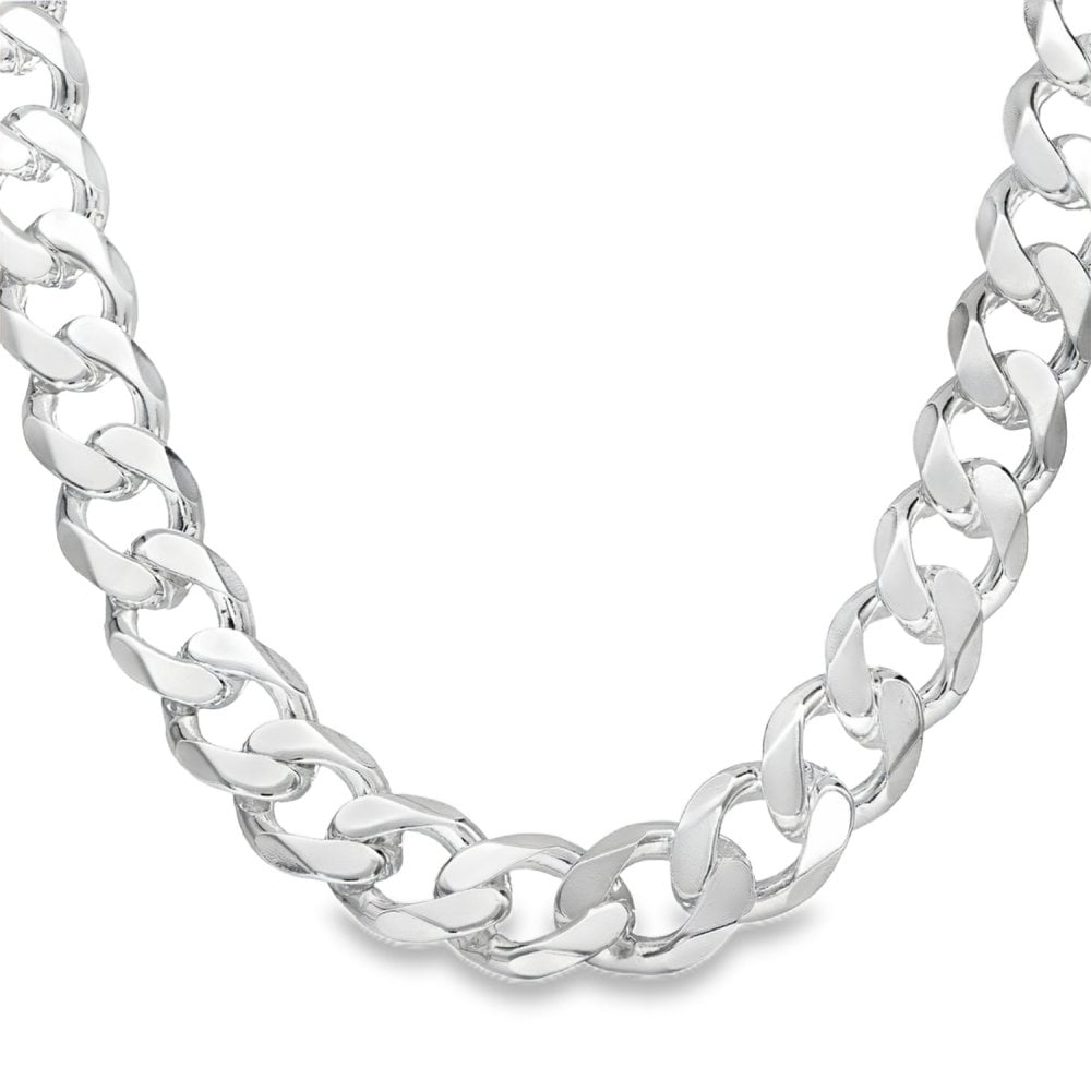 925 Silver Heavy Flat Curb Chain - 20" - 92.2g
