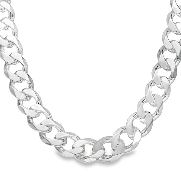 925 Silver Heavy Flat Curb Chain - 20" - 92.2g