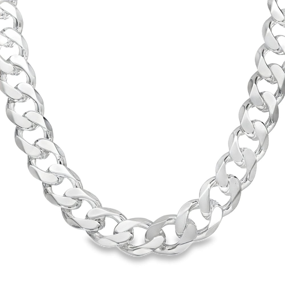 925 Silver Heavy Flat Curb Chain - 22" - 101.7g
