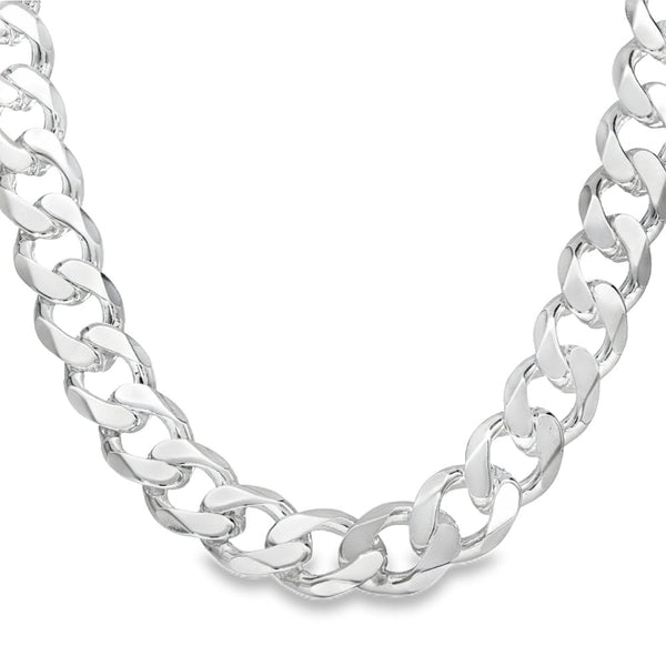 925 Silver Heavy Flat Curb Chain - 22" - 101.7g