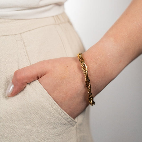 9ct Yellow Gold Hollow Fancy Bracelet - 7.5" - 6.9g