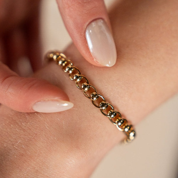 9ct Yellow Gold Rolo Belcher Bracelet - 7.5" - 13.1g