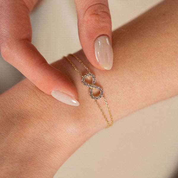 0.50ct Yellow Gold Diamond Infinity Bracelet - F/VS