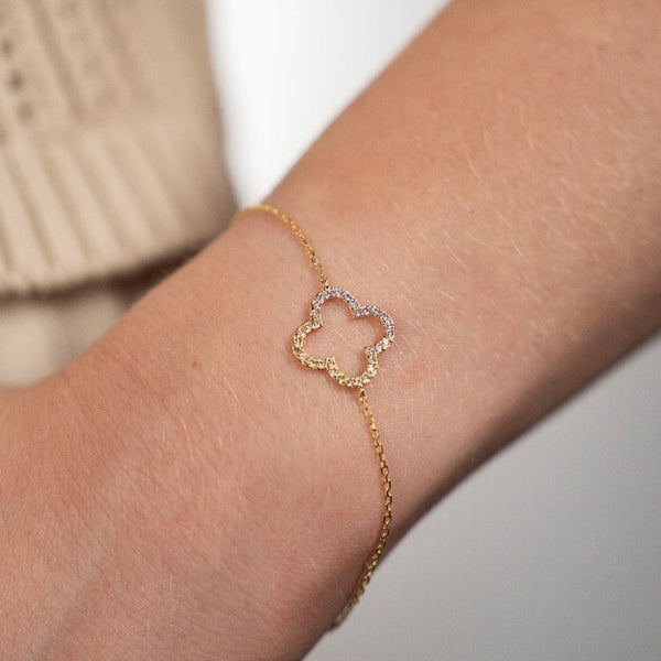 0.34ct Yellow Gold Diamond Open Clover Bracelet - F/VS