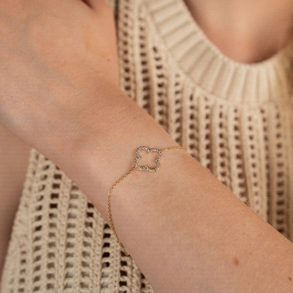 0.34ct Yellow Gold Diamond Open Clover Bracelet - F/VS