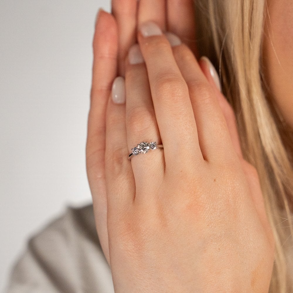 1.30ct White Gold Diamond Trilogy Ring - F/VS2