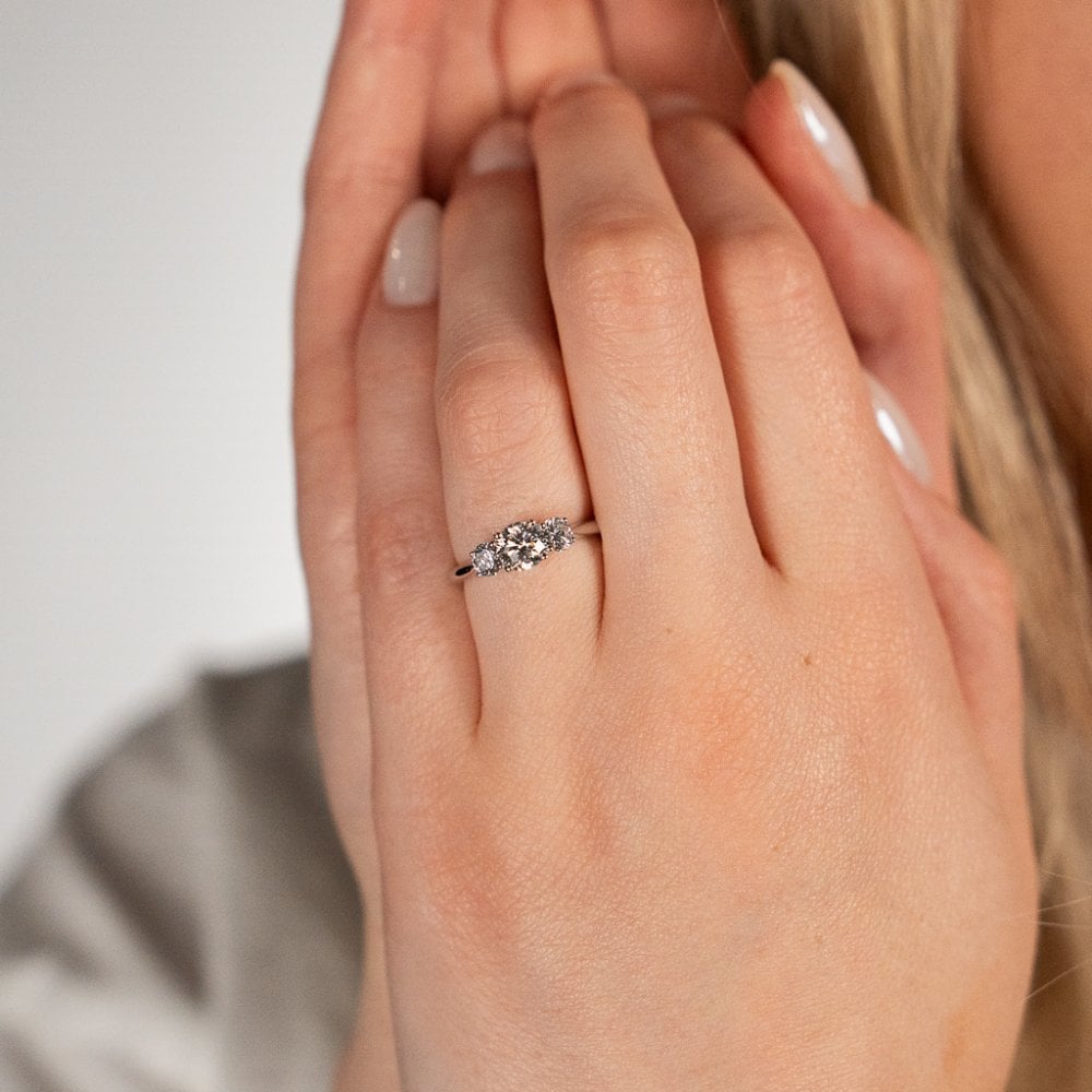 1.30ct White Gold Diamond Trilogy Ring - F/VS