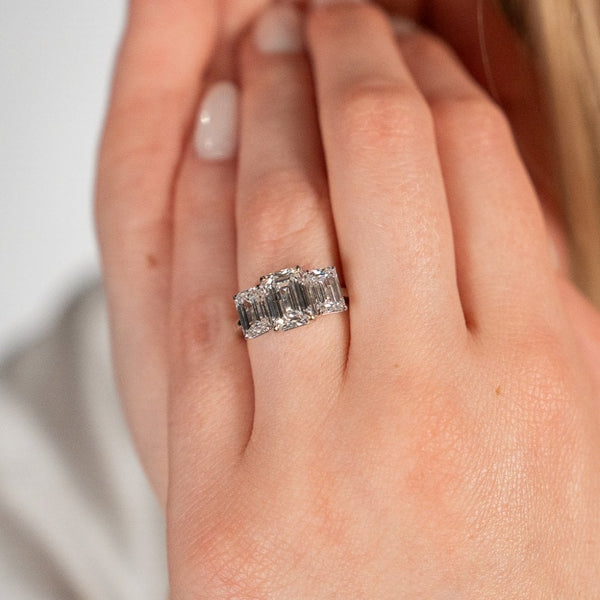 5.00ct White Gold Certified Diamond Trilogy Ring - E/VVS2