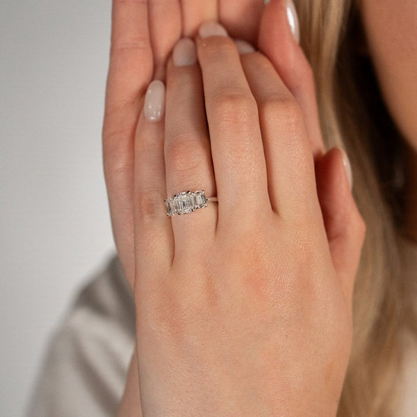 3.00ct White Gold Certified Diamond Trilogy Ring - F/VS2