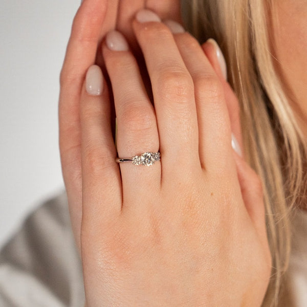1.29ct White Gold Diamond Trilogy Ring - F/VS