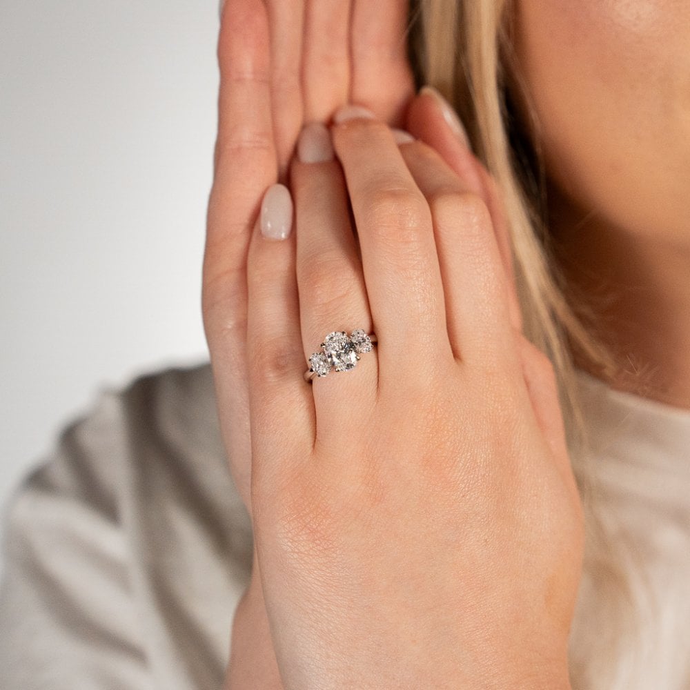 3.00ct White Gold Certified Diamond Trilogy Ring - F/VS2
