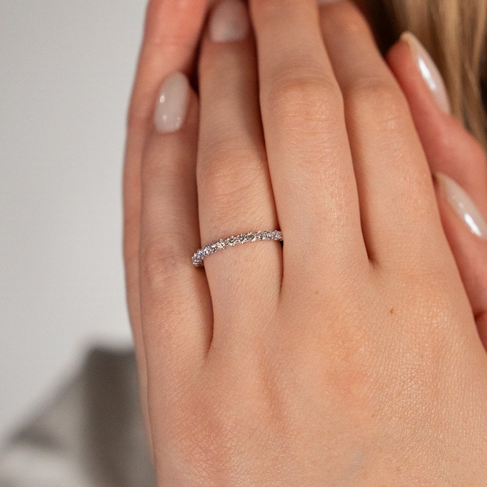 0.50ct White Gold Certified Diamond Half-Eternity Ring - F/VS2