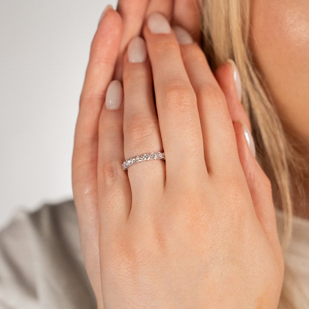 1.80ct White Gold Certified Diamond Half-Eternity Ring - F/VS2