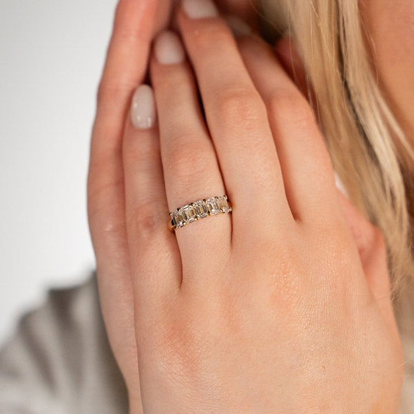 2.15ct Yellow Gold Emerald-Cut Diamond Row Ring - F/VS