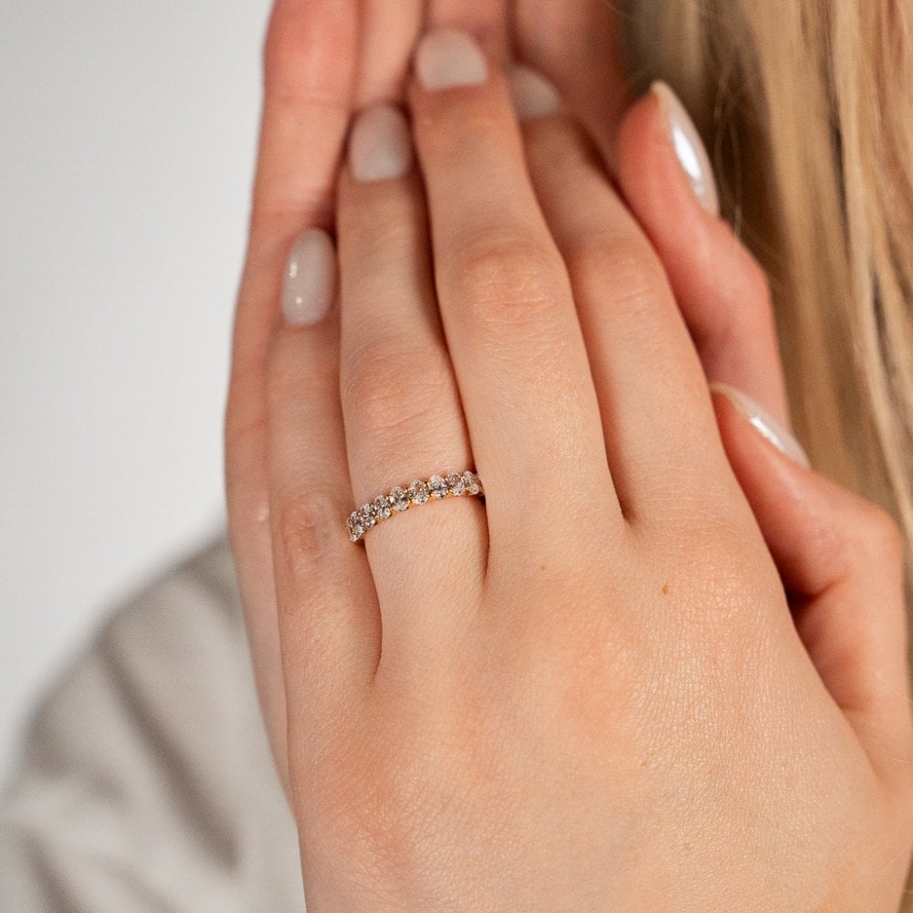 1.10ct Yellow Gold Oval Diamond Half-Eternity Ring - F/VS