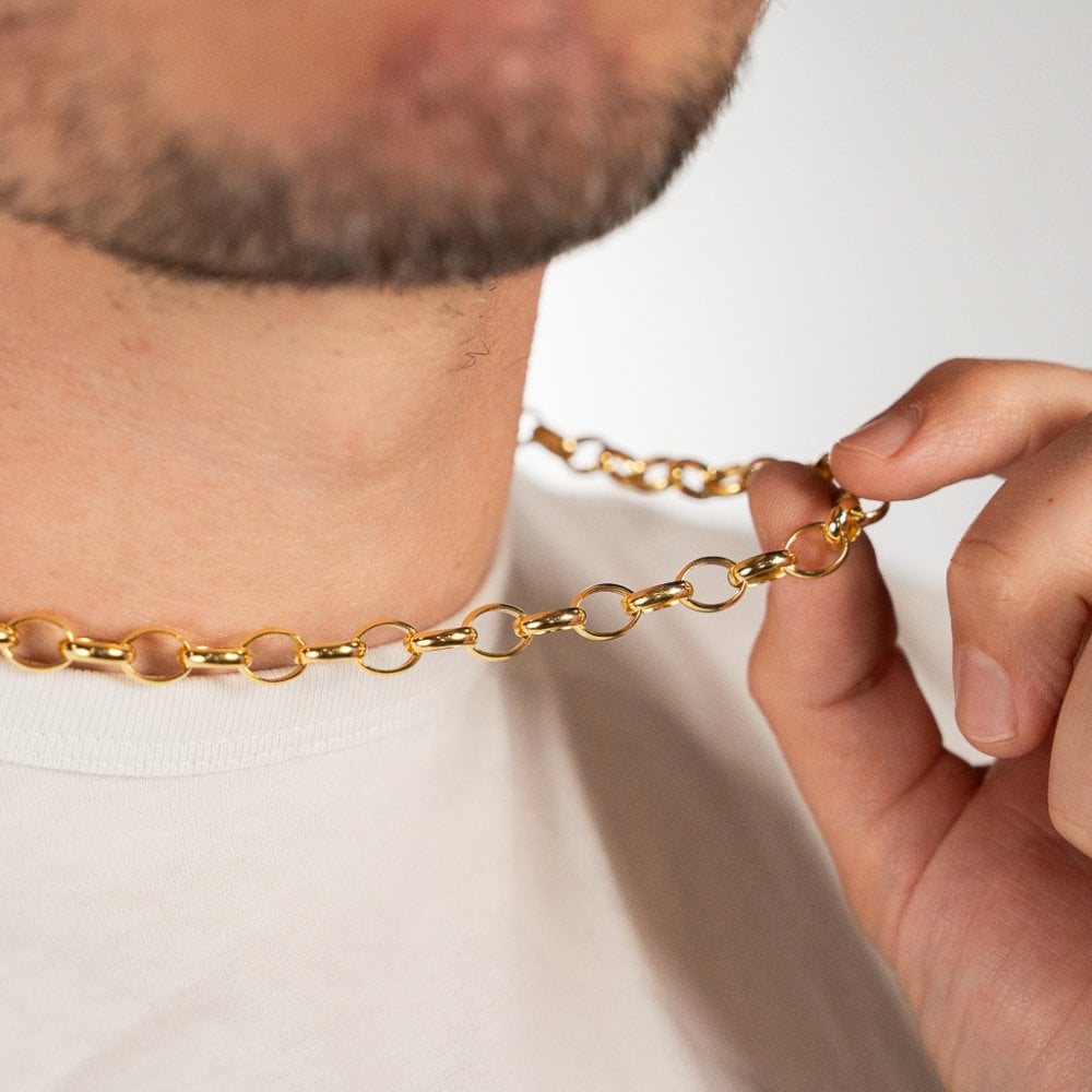 Ladies 9ct Yellow Gold Hollow Belcher Chain - 20" - 13.5g