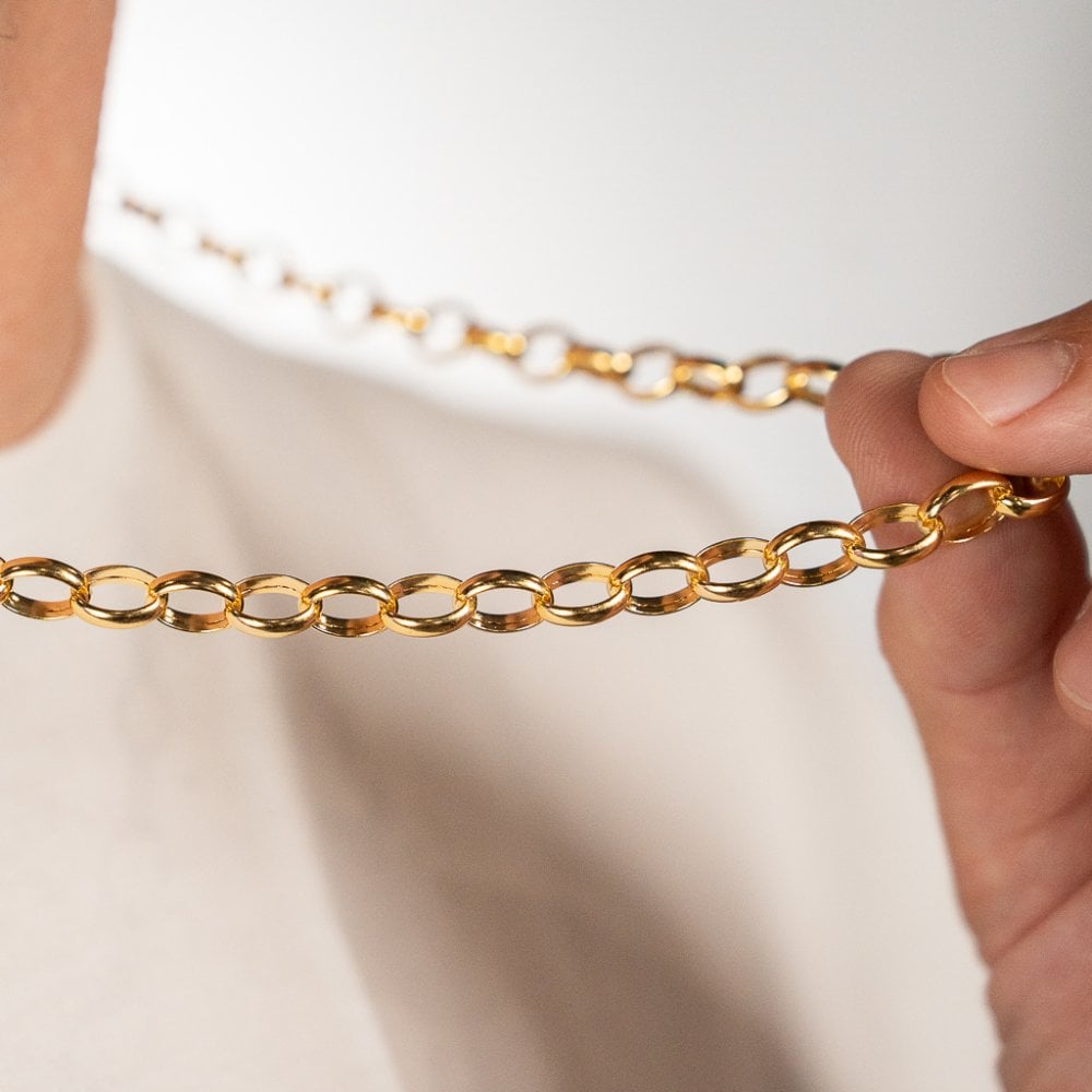 9ct Yellow Gold Hollow Oval Belcher Chain - 24" - 16.0g