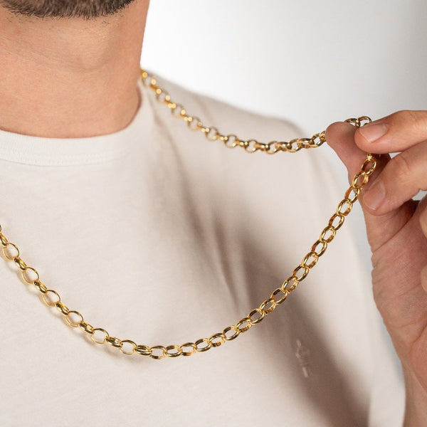 9ct Yellow Gold Hollow Oval Belcher Chain - 30" - 19.5g