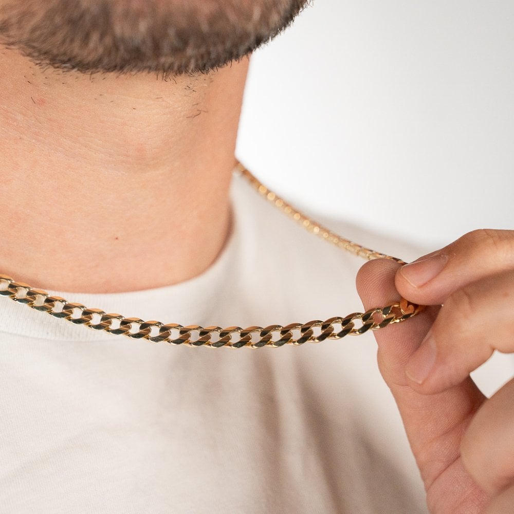 9ct Yellow Gold Curb Chain - 21" - 37.5g