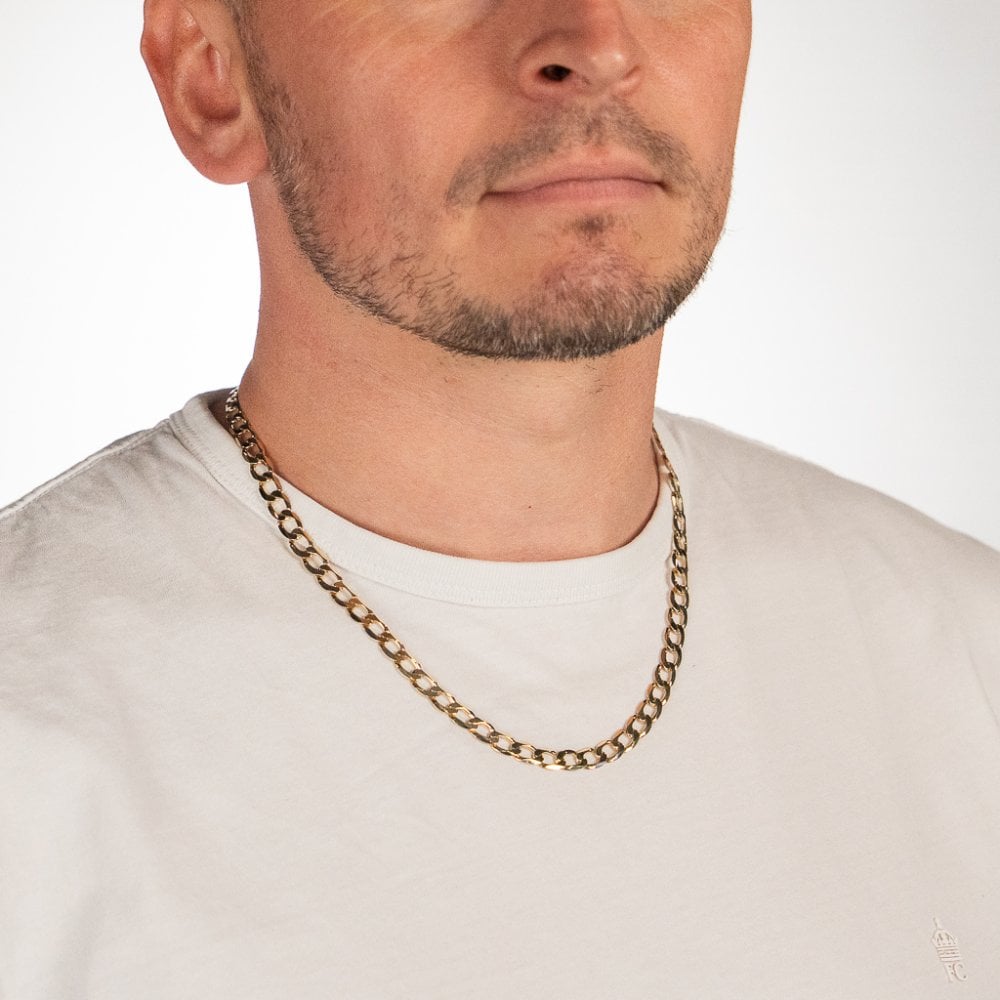 9ct Yellow Gold Curb Chain - 21" - 22.3g