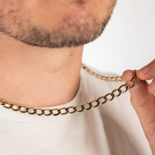 9ct Yellow Gold Curb Chain - 21" - 22.3g