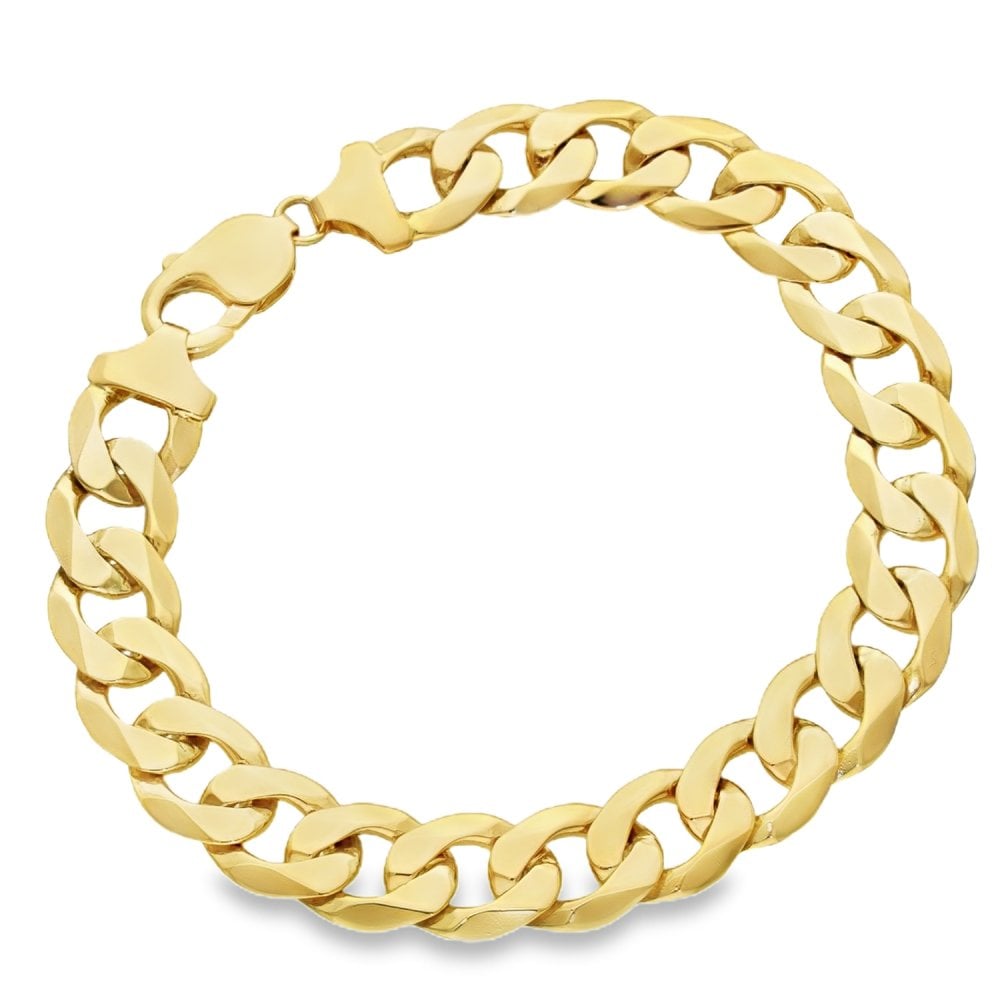 9ct Yellow Gold Flat Curb Bracelet - 8.5" - 26.2g