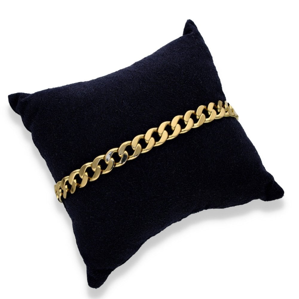 9ct Yellow Gold Flat Curb Bracelet - 9" - 24.6g