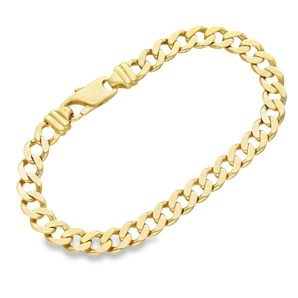 9ct Yellow Gold Flat Curb Bracelet - 9" - 24.6g