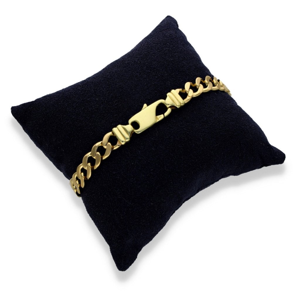 9ct Yellow Gold Flat Curb Bracelet - 9" - 24.6g
