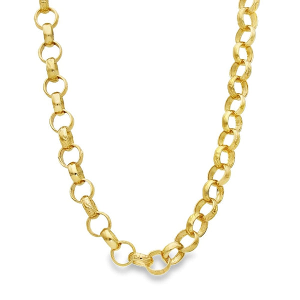 9ct Yellow Gold Patterned Round Belcher Chain - 26" - 42.0g