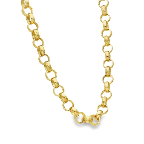 9ct Yellow Gold Patterned Round Belcher Chain - 26" - 42.0g