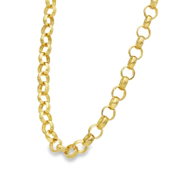 9ct Yellow Gold Patterned Round Belcher Chain - 26" - 42.0g