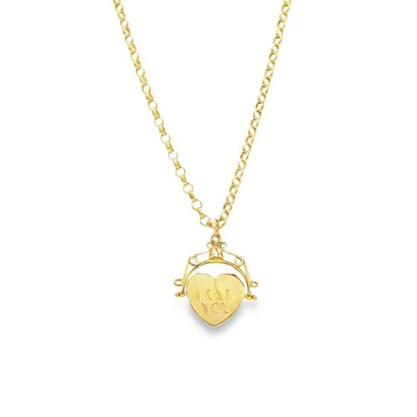 9ct Yellow Gold Heart Spinner Pendant & Belcher Chain - 19"