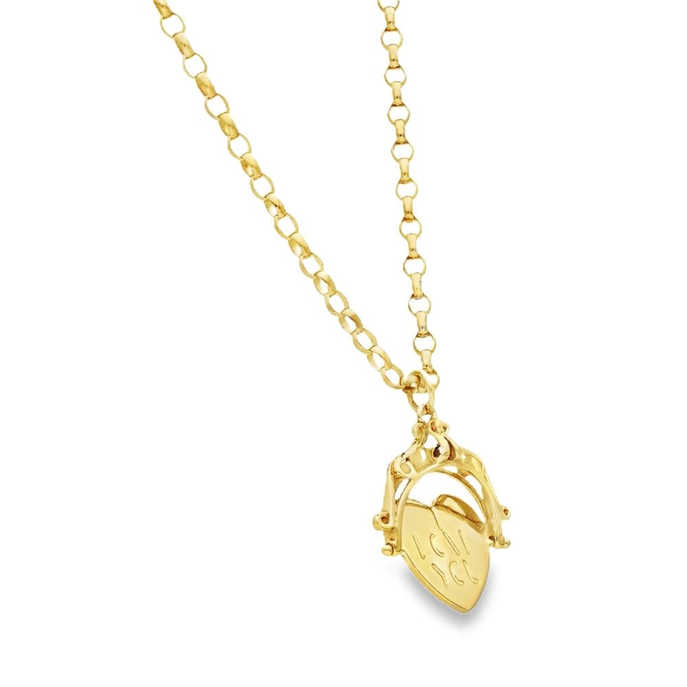9ct Yellow Gold Heart Spinner Pendant & Belcher Chain - 19"