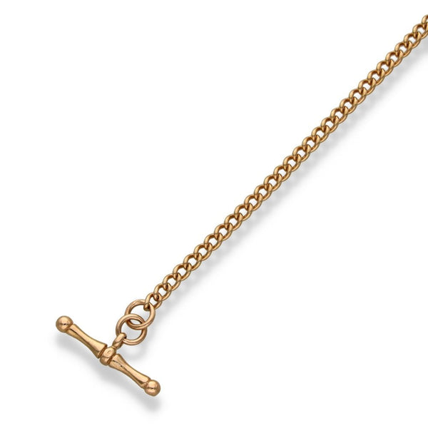 9ct Rose Gold Curb Bracelet & T-Bar Pendant - 8" - 9.7g