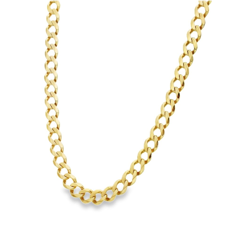 9ct Yellow Gold Flat Curb Chain - 21" - 20.8g
