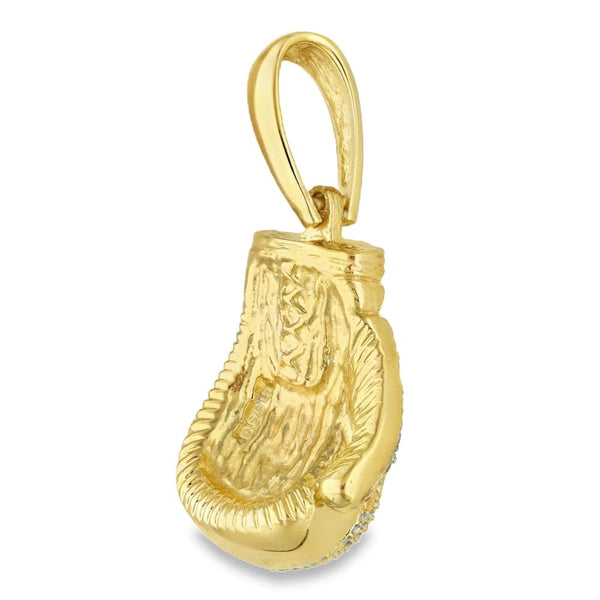 9ct Yellow Gold CZ Boxer Glove Pendant - 24x35x15mm - 39.7g