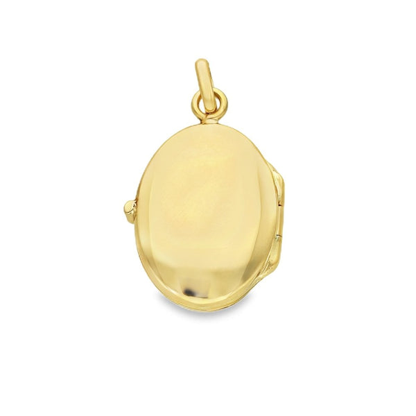 9ct Yellow Gold Flower-Engraved Oval Locket - 14x20x5mm - 2.7g
