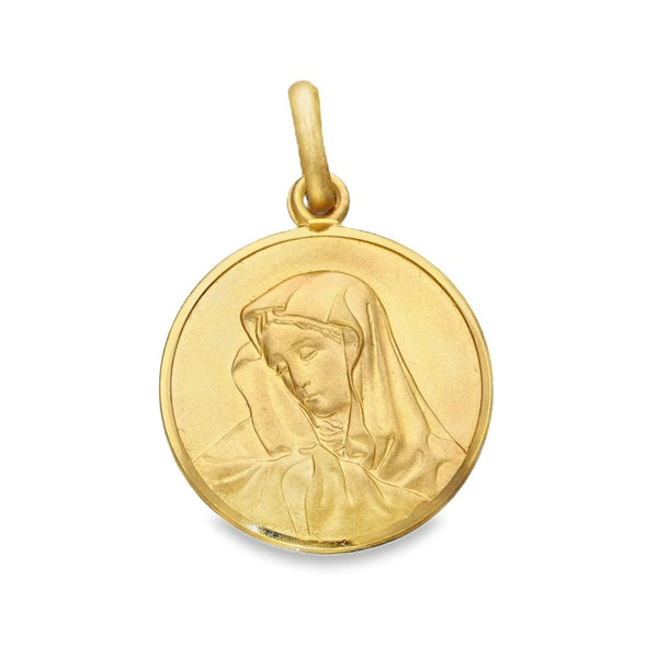 9ct Yellow Gold Round Madonna Pendant - 22x26mm - 5.4g
