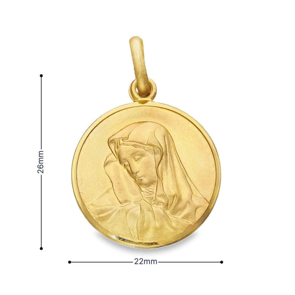 9ct Yellow Gold Round Madonna Pendant - 22x26mm - 5.4g