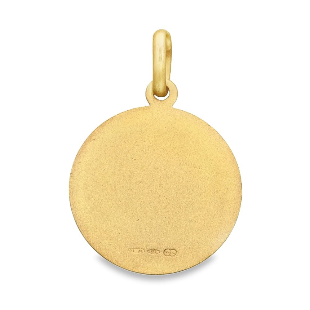 9ct Yellow Gold Round Madonna Pendant - 22x26mm - 5.4g