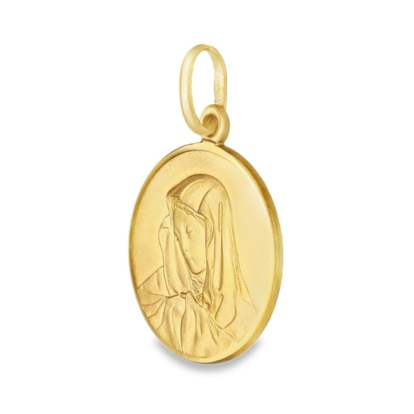 9ct Yellow Gold Round Madonna Pendant - 22x26mm - 5.4g