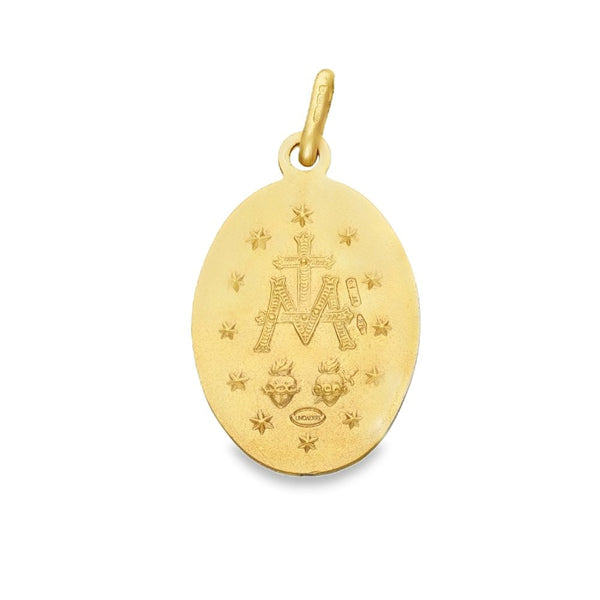 9ct Yellow Gold Oval Miraculous Pendant - 16x24x2mm - 3.1g